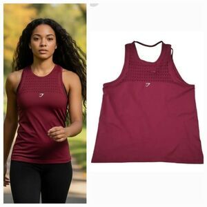 NEW Gymshark Energy Seamless Loose Vest Tank in Burgundy Red/Beet Size Small
